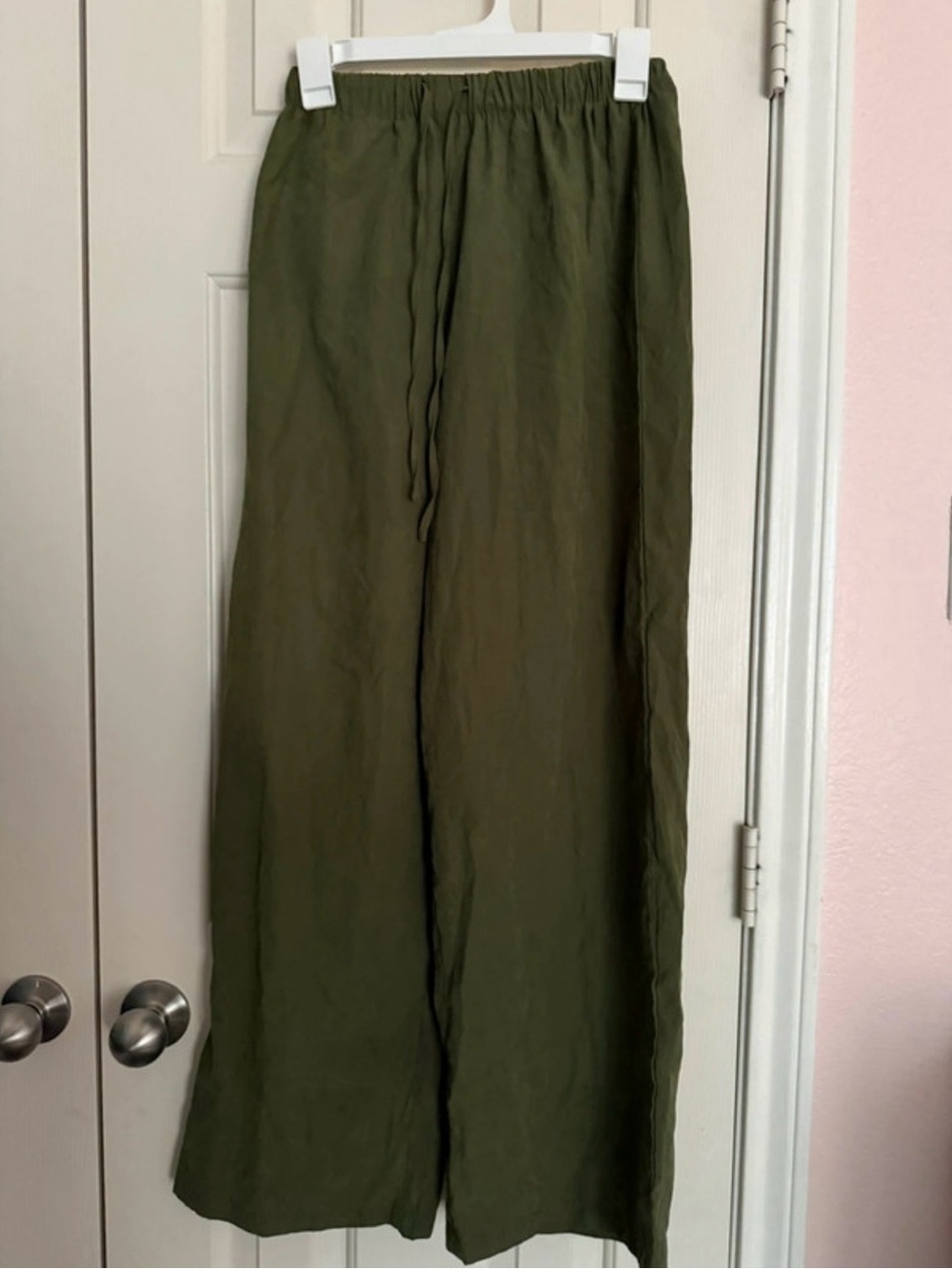 Princess Polly Olive Green Wide-Leg Women’s Pants Casual Drawstring Waist Size 4